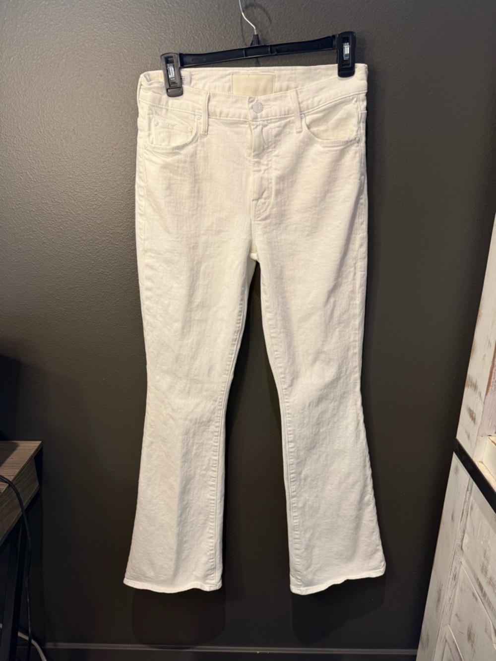 MOTHER White Denim Button-Fly Jeans